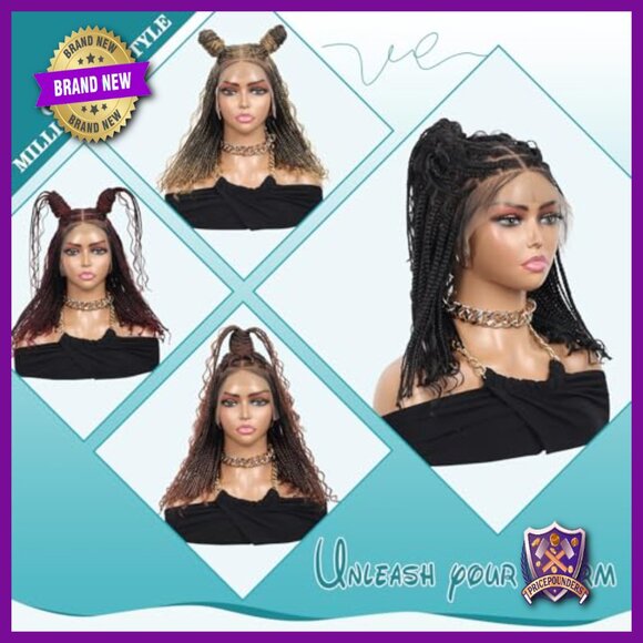 13x8 HD Lace Front Knotless Boho Box Braid Wig Synthetic Bohemian Style